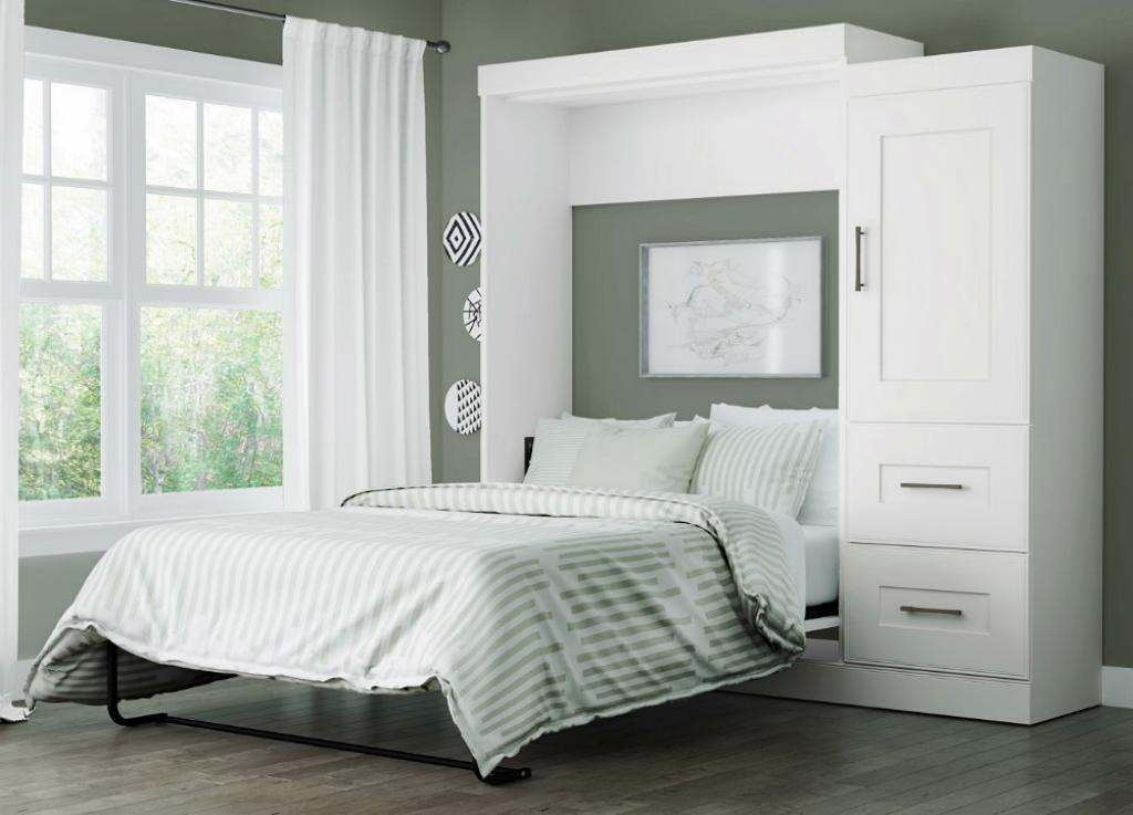 Wall Bed Drawer Storage White